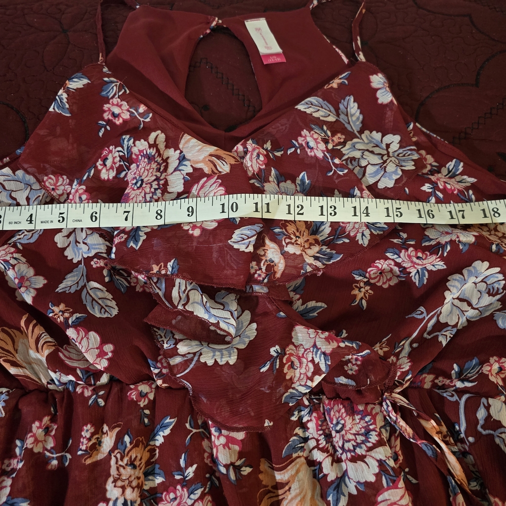 No Boundaries Burgundy Floral Ruffle Dress - Picture 5 of 9